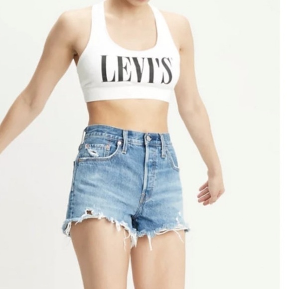 LEVI’S Shorts Cutoff Size 31 Mid Length Wash Raw hem - Picture 1 of 10